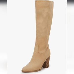 Light Tan Knee-High Faux Suede Boots